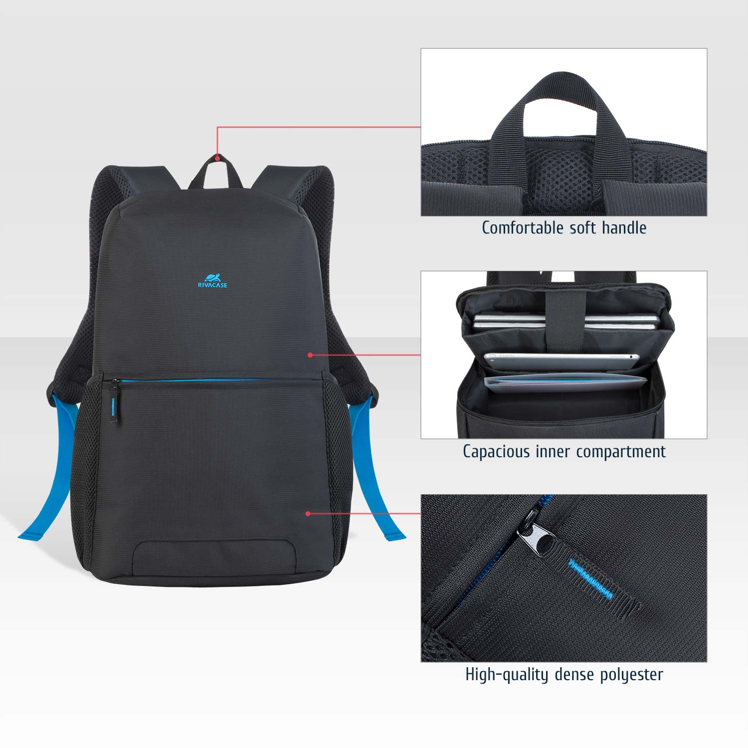 8067 black Full size Laptop backpack 15.6
