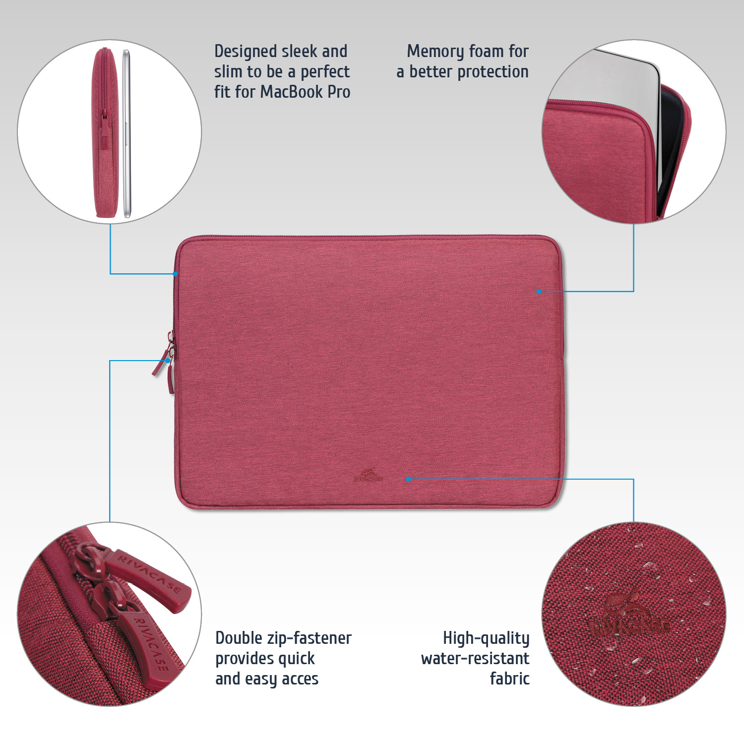 7703 red Laptop sleeve 13.3