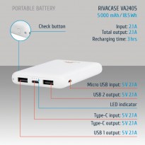 VA2405 (5000mAh) white, portable rechargeable battery RU