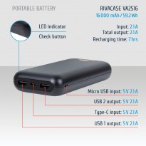 VA2516 (16000mAh) Batterie portable rechargeable