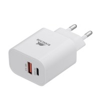 PS4102 WD5 RU wall charger white PD20W + QC3.0, USB-A + USB-C, with USB-C/Lightning cable